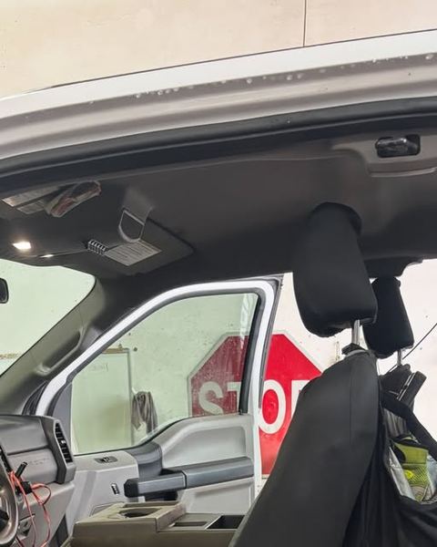 Work truck interior during a deep clean